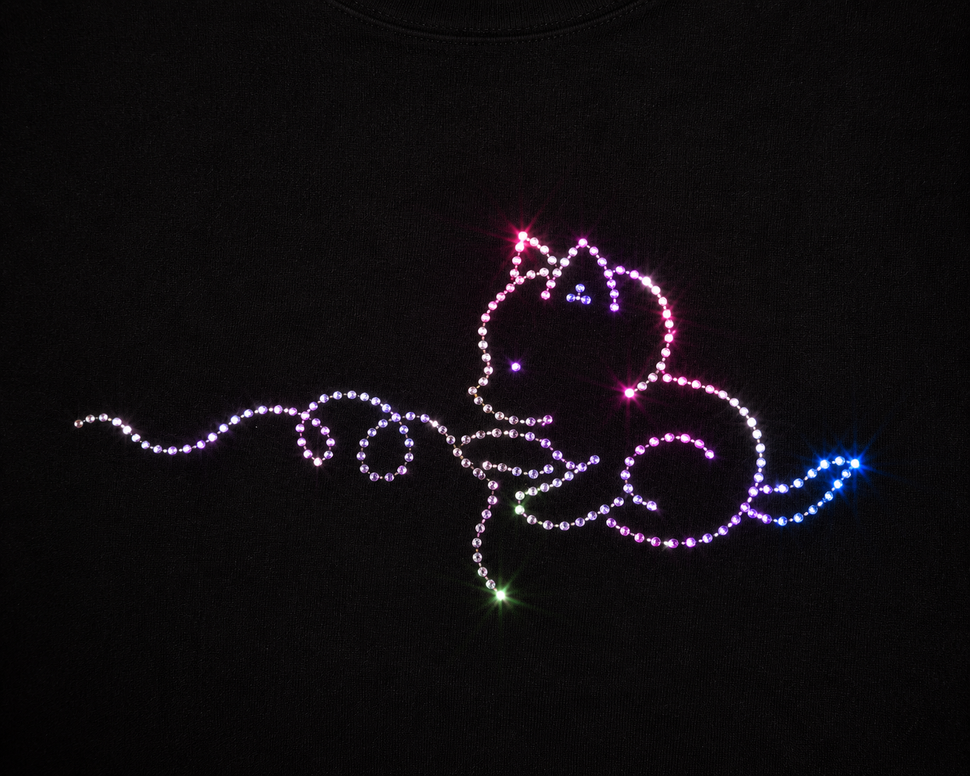 Crystal Kitty Rhinestone Baby Tee – Black