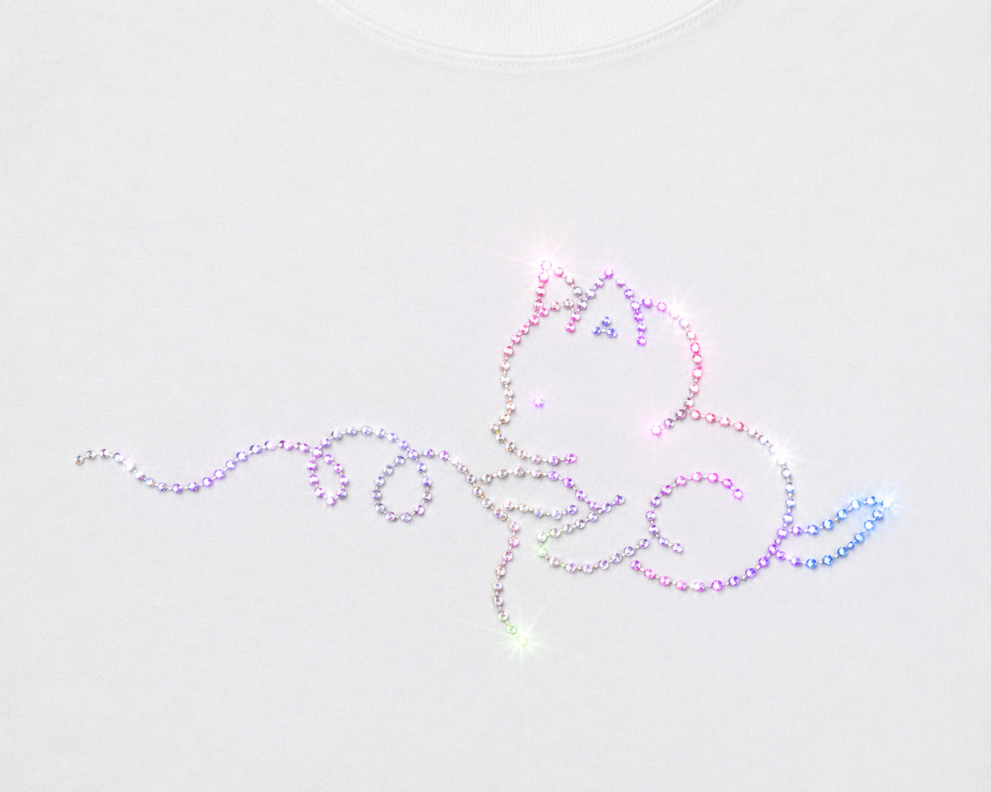 Crystal Kitty Rhinestone Baby Tee – White
