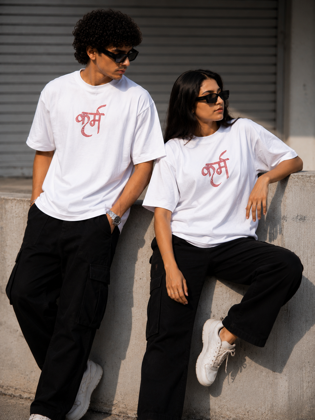 KARM Rhinestone Oversized Tee – White Edition