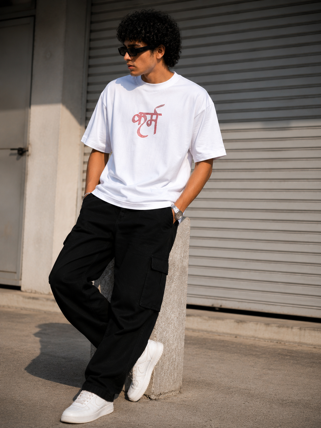 KARM Rhinestone Oversized Tee – White Edition