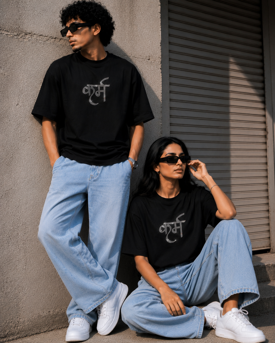 KARM Crystal Rhinestone Oversized Tee – Black Edition