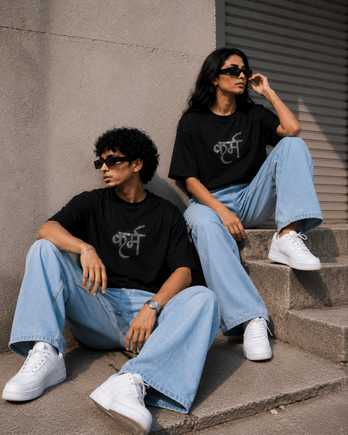KARM Crystal Rhinestone Oversized Tee – Black Edition