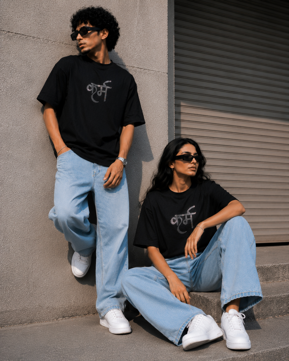 KARM Crystal Rhinestone Oversized Tee – Black Edition