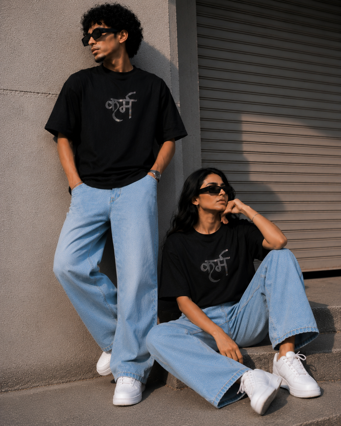 KARM Crystal Rhinestone Oversized Tee – Black Edition