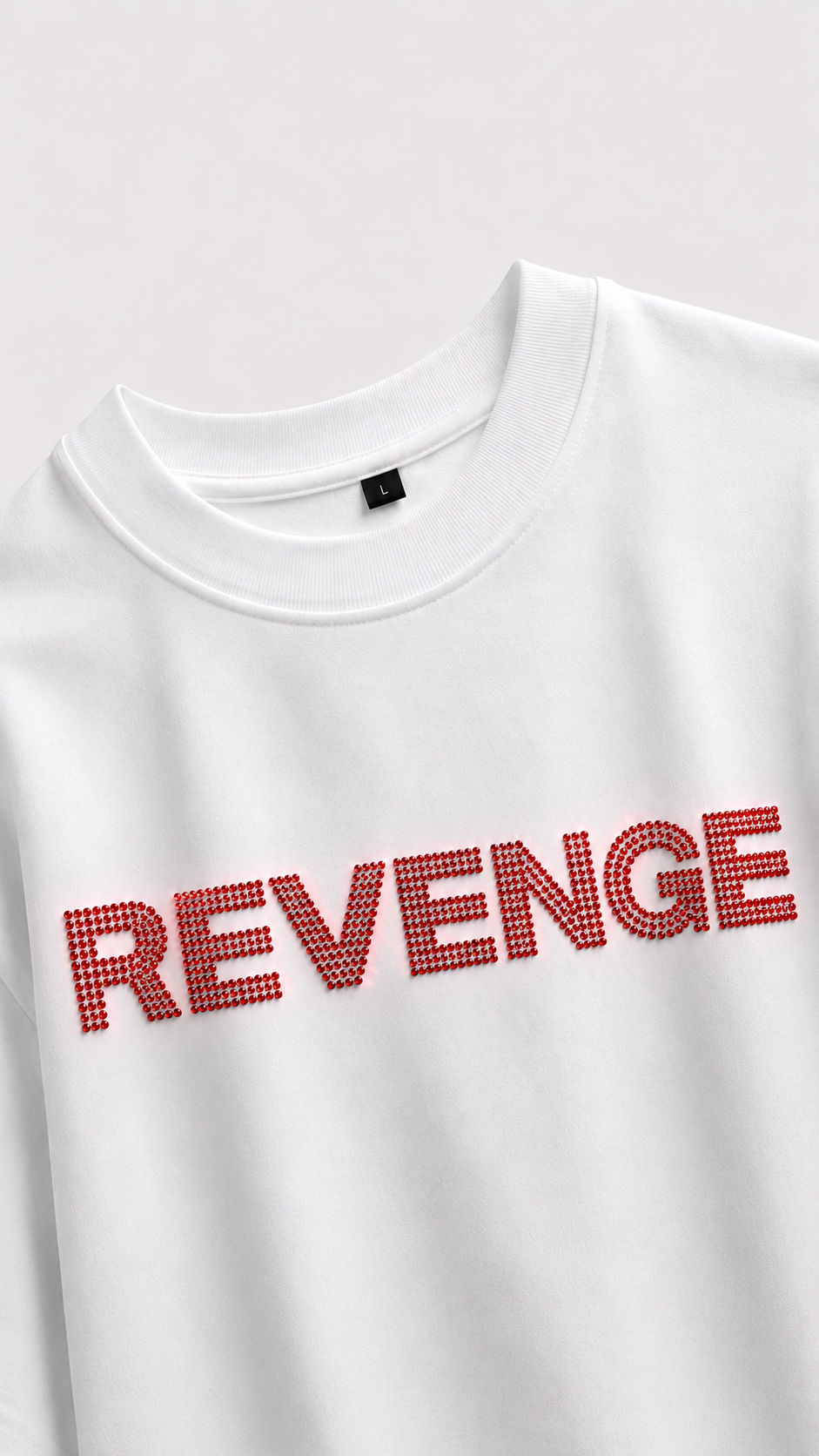 REVENGE - White Rhinestone Oversized Unisex T-Shirt